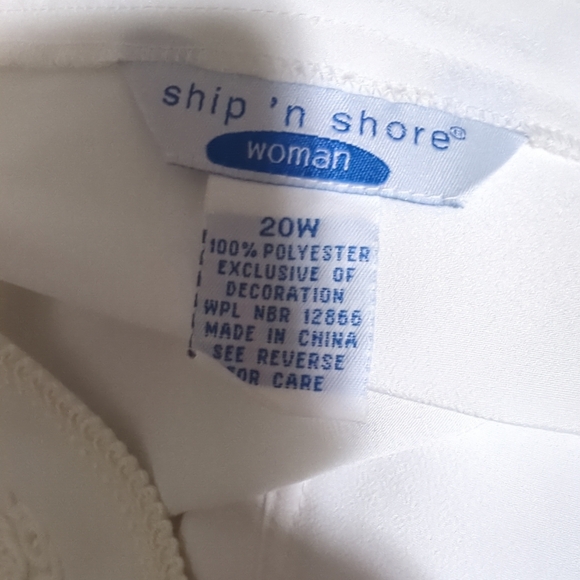 VTG Ship ' N Shore Woman White Embellished Blouse Short Sleeve Button Sz… - Picture 10 of 15